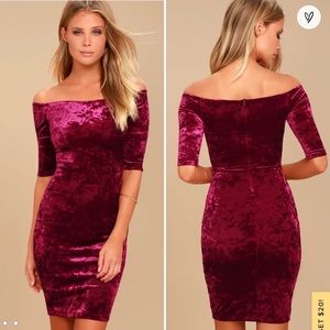 Lulu’s Wrapped Up In You Burgundy Velvet Bodycon Dress